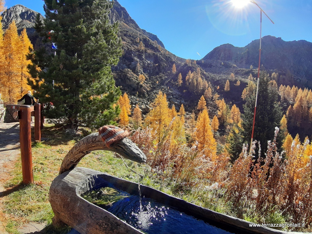 The small fountain by the mountain hut Sette Selle in val dei Mocheni